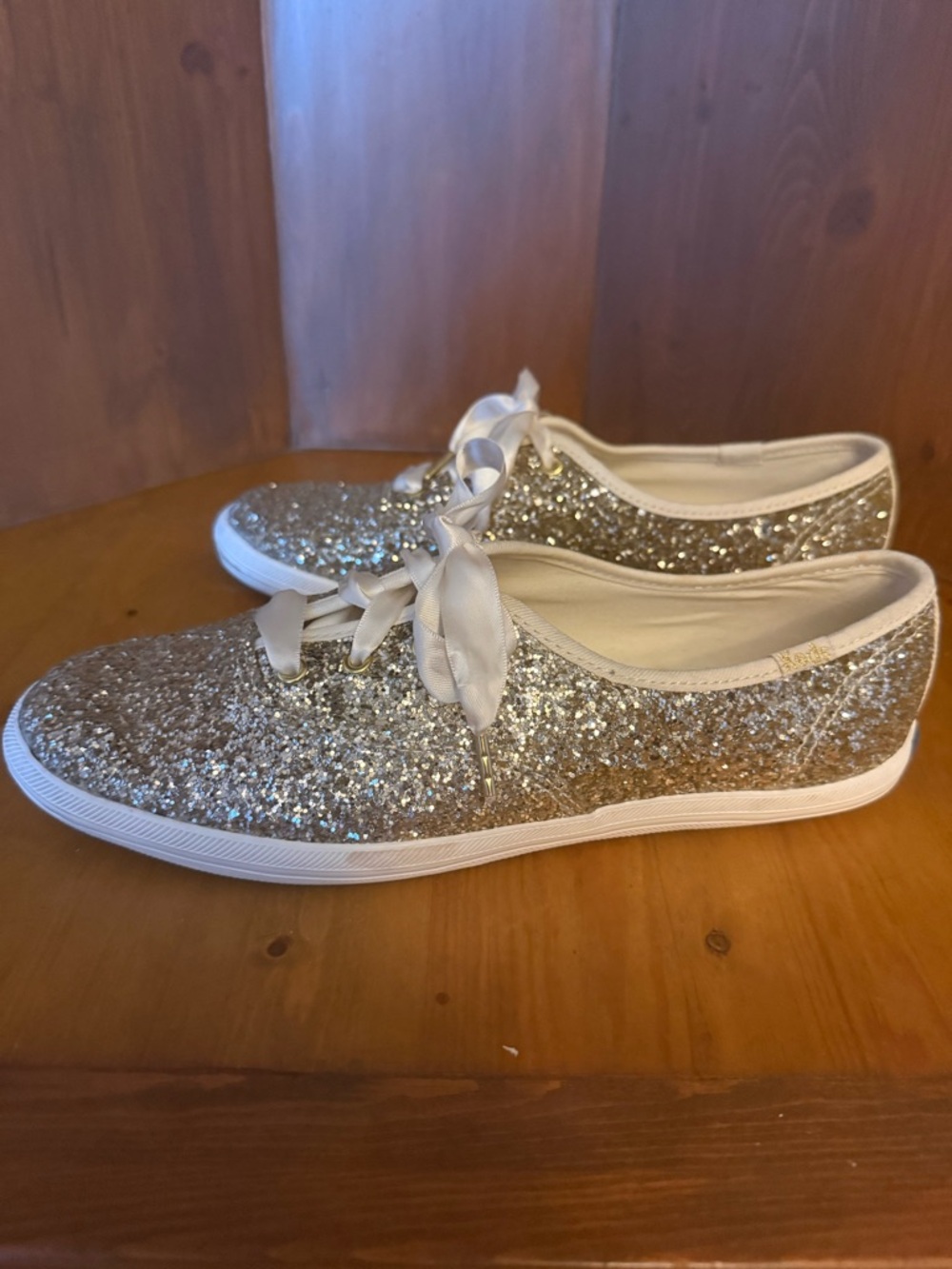 Keds x Kate Spade New York Champion  platinum gold finish Glitter Sneakers 7.5